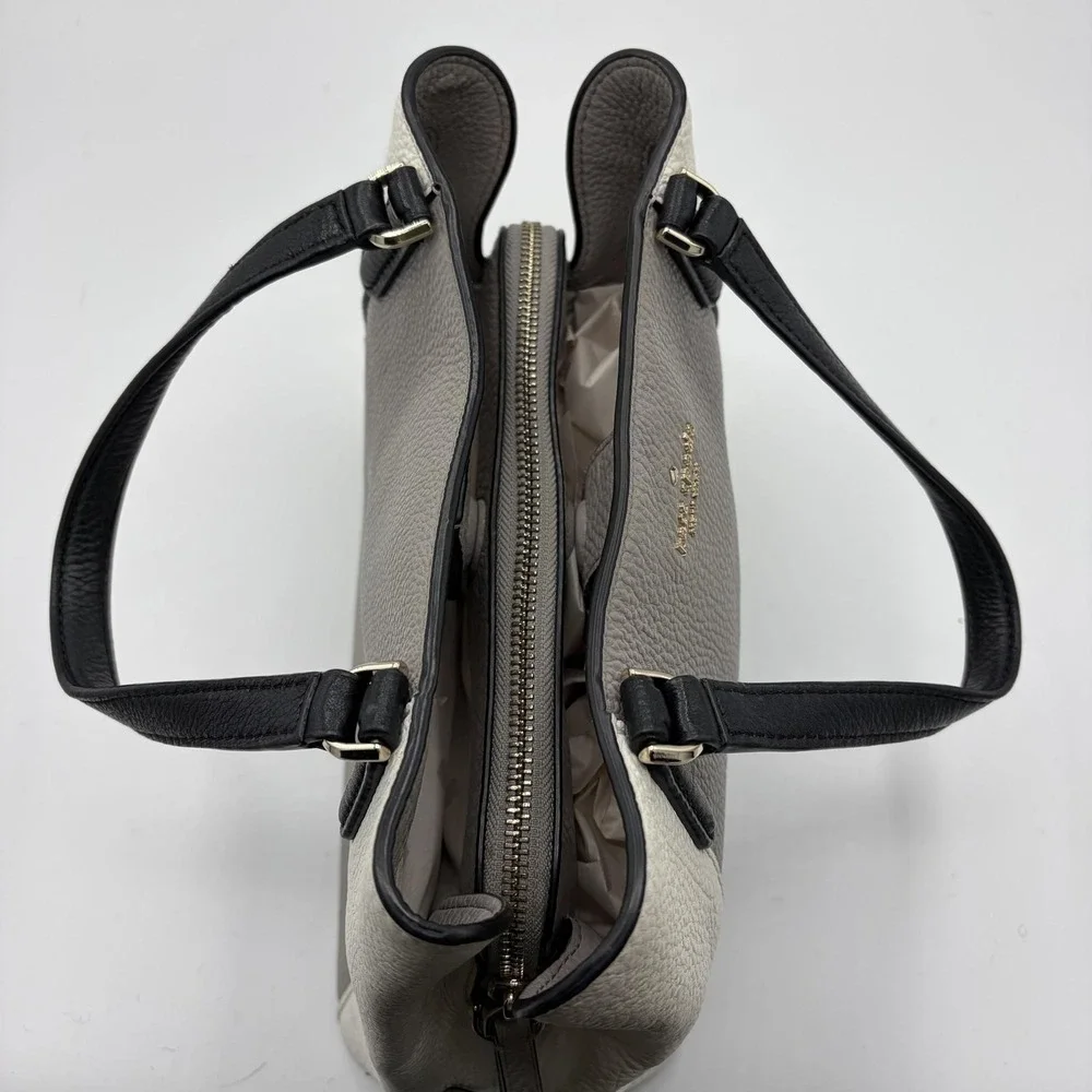 Kate Spade Purse Tote Bag Medium Gray Colorblock Leather Top Handle Handbag